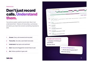 Brochure page 10 — Telexico AI call transcription and keyword alerts