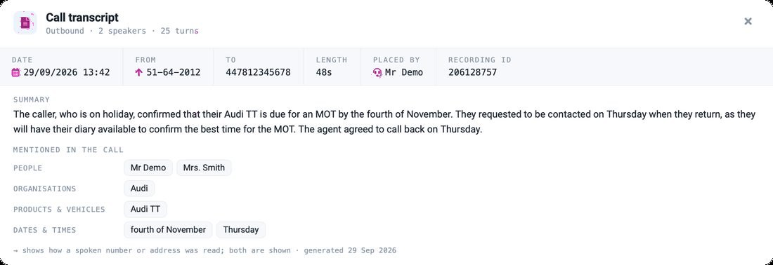AI call summary